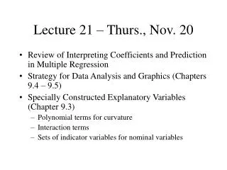 Lecture 21 – Thurs., Nov. 20