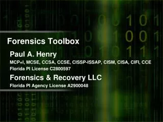 Forensics Toolbox