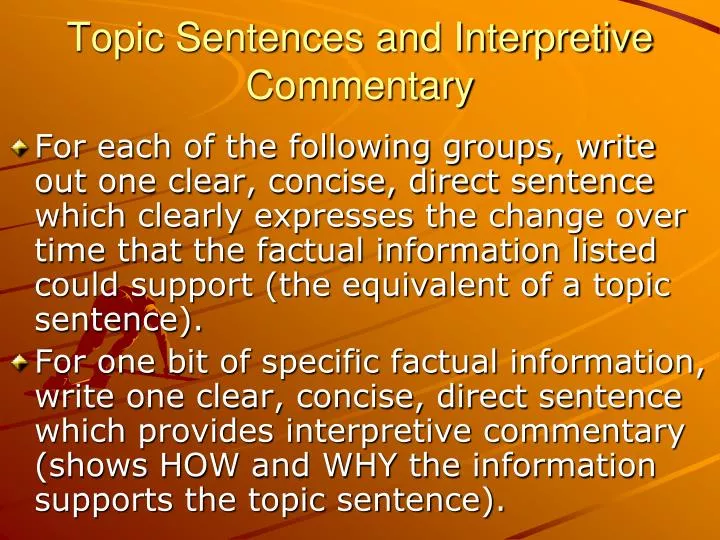 topic sentences and interpretive commentary