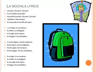 La mochila lyrics