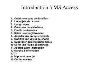 Introduction à MS Access