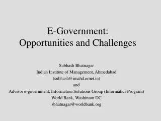 E-Government: Opportunities and Challenges