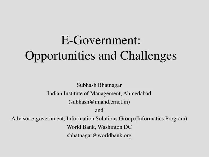 e government opportunities and challenges