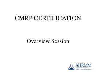CMRP CERTIFICATION