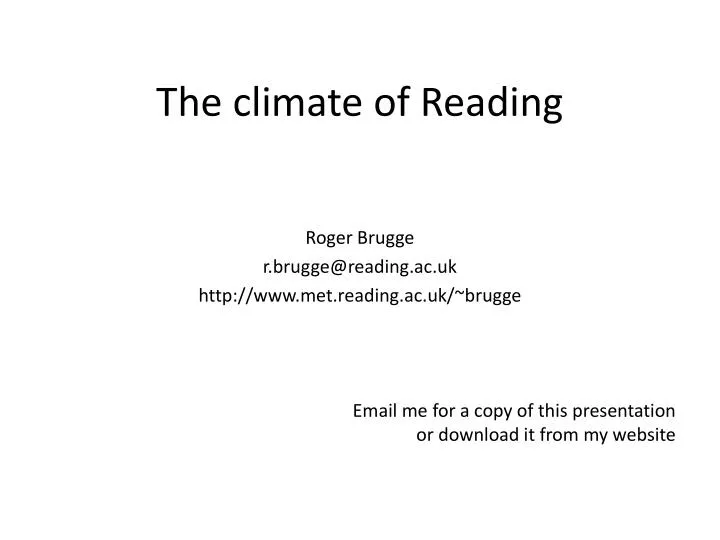 the climate of reading