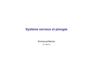 syst me nerveux et plong e