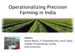 Operationalizing Precision Farming in India