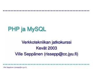 PHP ja MySQL