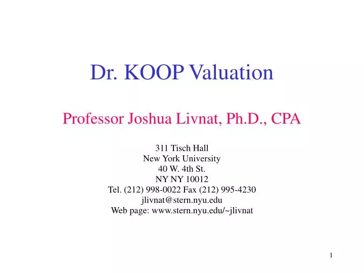 dr koop valuation