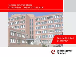 Teilhabe am Arbeitsleben Kurzüberblick – Situation 04.11.2006