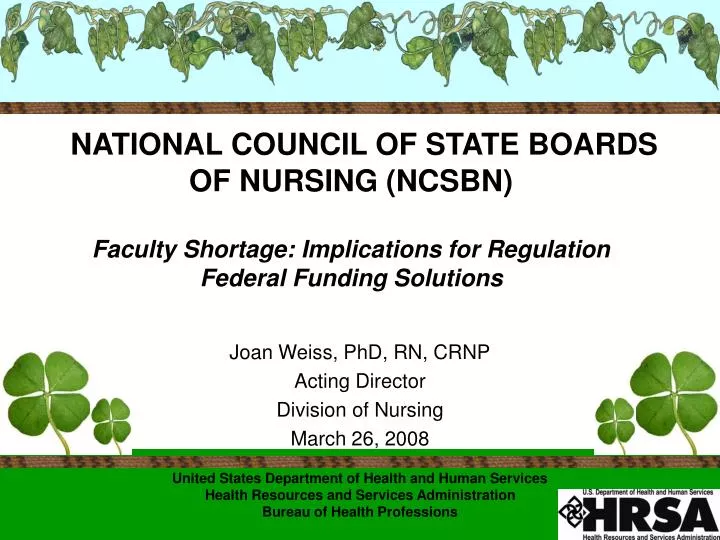 joan weiss phd rn crnp acting director division of nursing march 26 2008