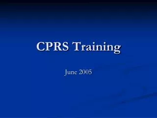 CPRS Training