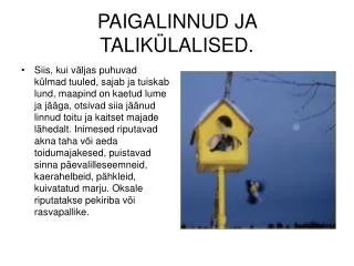 paigalinnud ja talik lalised