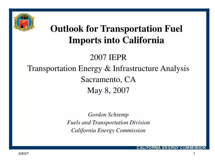 outlook for transportation fuel imports into california