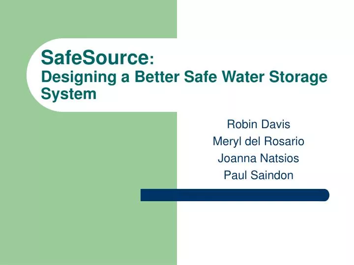 safesource designing a better safe water storage system