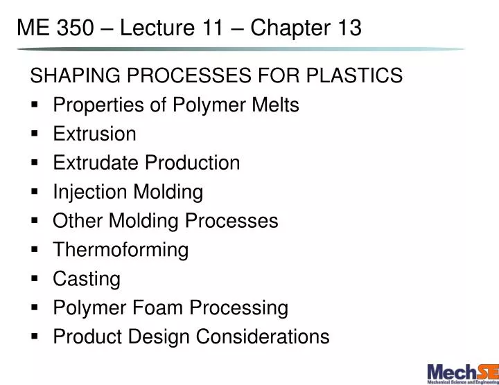 me 350 lecture 11 chapter 13