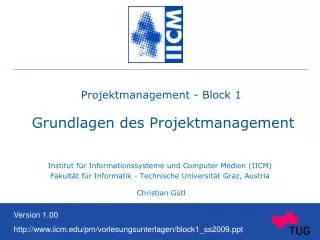 Projektmanagement - Block 1 Grundlagen des Projektmanagement