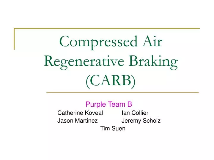 compressed air regenerative braking carb