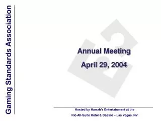 Annual Meeting April 29, 2004
