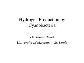 Hydrogen Production by Cyanobacteria