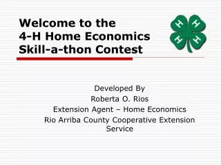 Welcome to the 4-H Home Economics Skill-a-thon Contest
