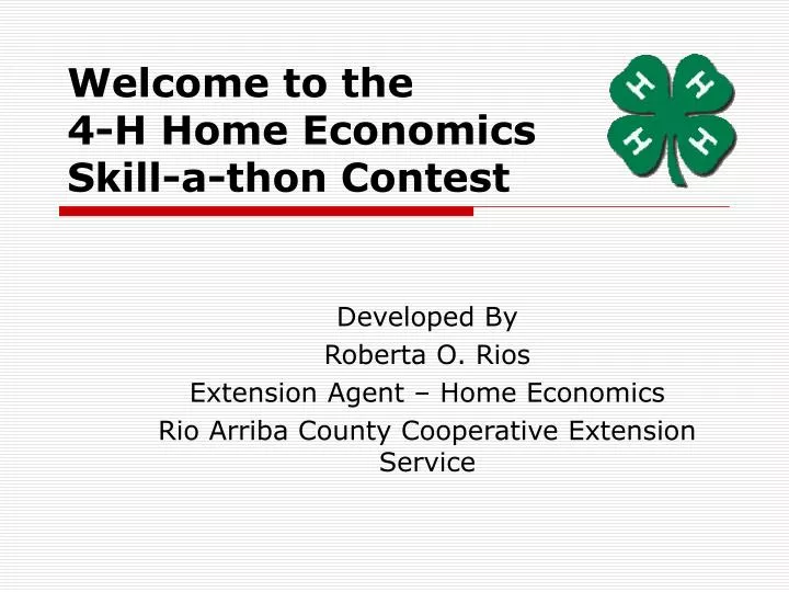 welcome to the 4 h home economics skill a thon contest