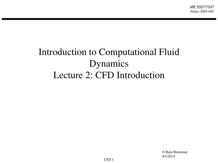 introduction to computational fluid dynamics lecture 2 cfd introduction