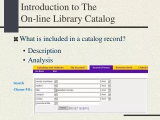 Introduction to The On-line Library Catalog
