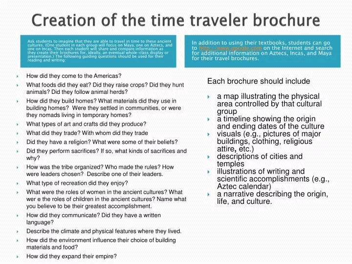 creation of the time traveler brochure