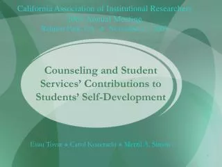 Counseling and Student Services’ Contributions to Students’ Self-Development