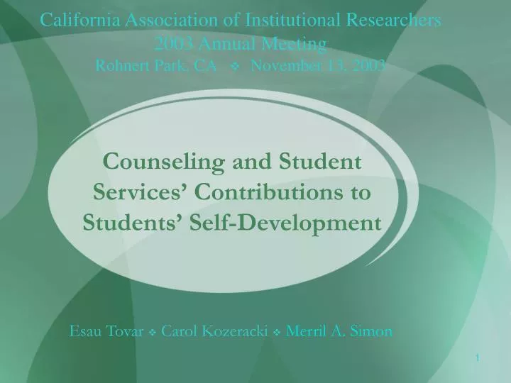 counseling and student services contributions to students self development
