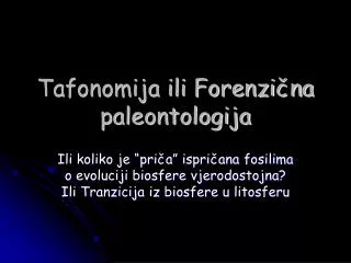 Tafonomija ili Forenzična paleontologija