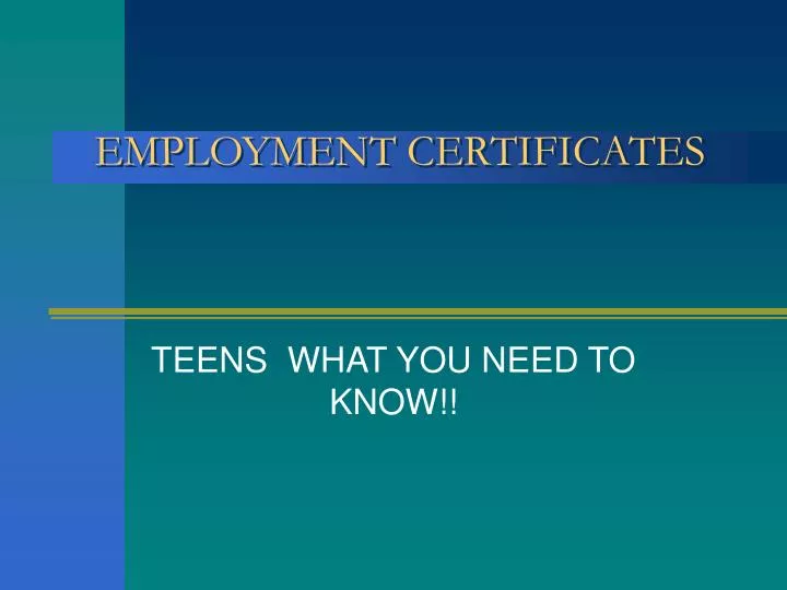 employment certificates
