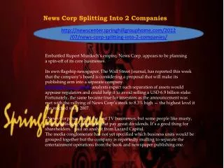 News Corp Splitting Into 2 Companies