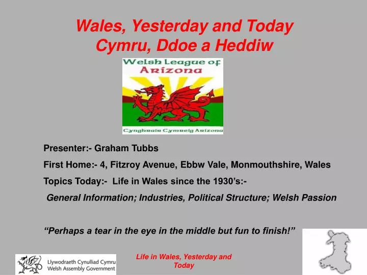 wales yesterday and today cymru ddoe a heddiw