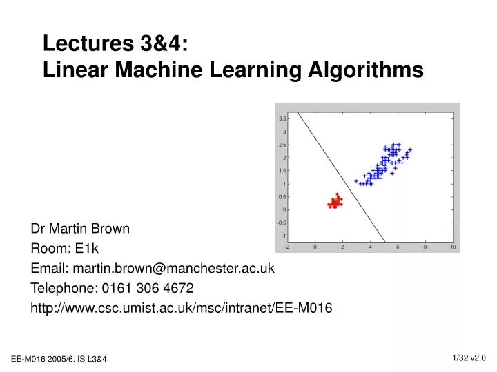 lectures 3 4 linear machine learning algorithms
