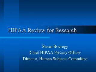 HIPAA Review for Research