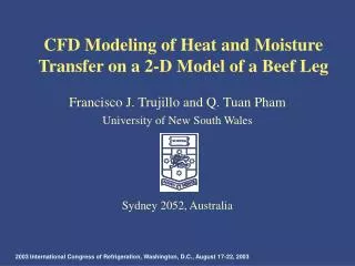 CFD Modeling of Heat and Moisture Transfer on a 2-D Model of a Beef Leg