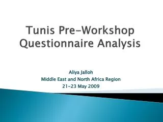 Tunis Pre-Workshop Questionnaire Analysis
