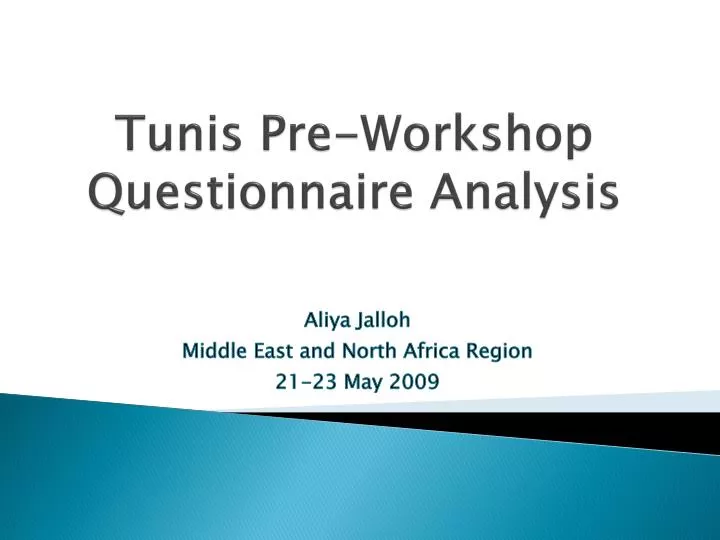 tunis pre workshop questionnaire analysis
