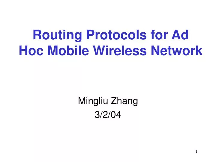 routing protocols for ad hoc mobile wireless network