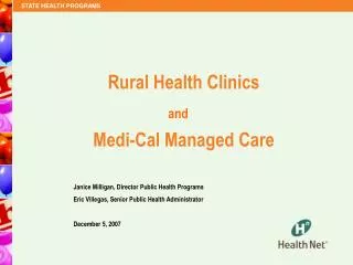 Rural Health Clinics Medi-Cal Managed Care