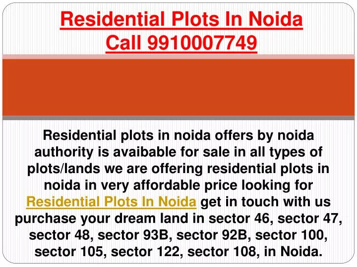residential plots in noida call 9910007749