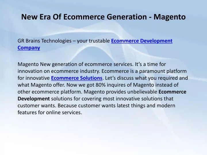 new era of ecommerce generation magento