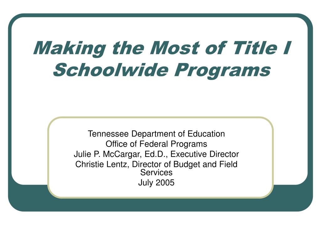 PPT - Making the Most of Title I Schoolwide Programs PowerPoint ...