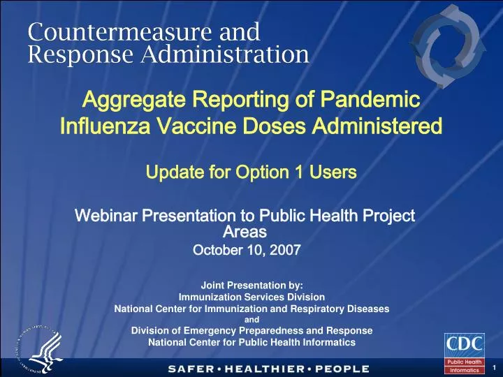 aggregate reporting of pandemic influenza vaccine doses administered update for option 1 users