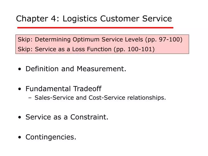 chapter 4 logistics customer service