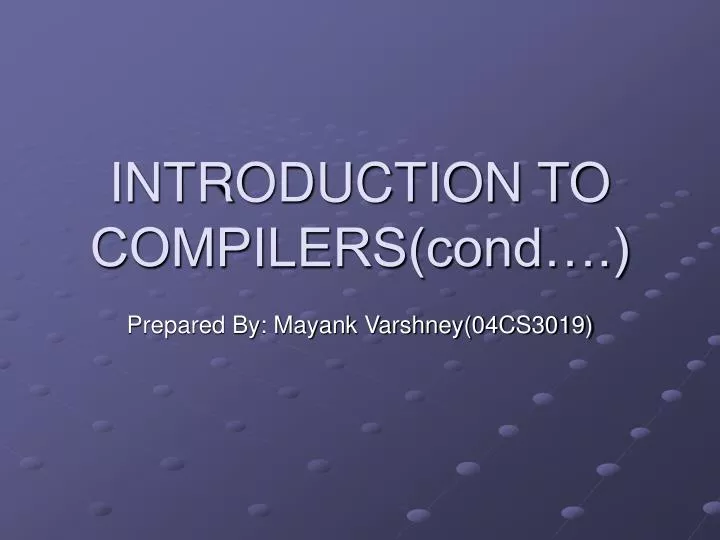 introduction to compilers cond