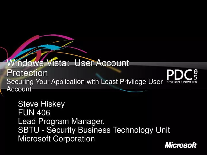 windows vista user account protection securing your application with least privilege user account