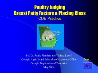 Poultry Judging Breast Patty Factors &amp; Placing Class CDE Practice
